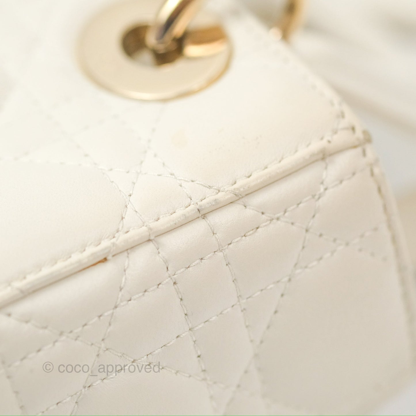 Christian Dior My ABCDior Lady Dior White Cannage Lambskin Gold Hardware