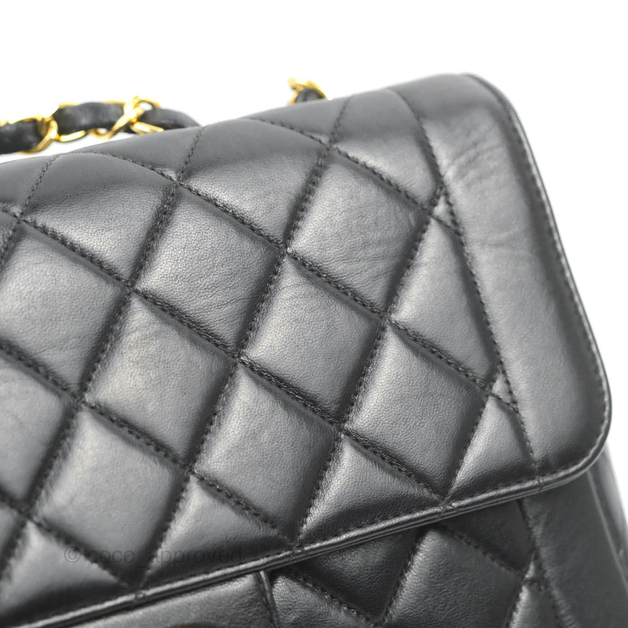 Chanel Vintage Small Flap Bag Black Lambskin 24K Gold Hardware