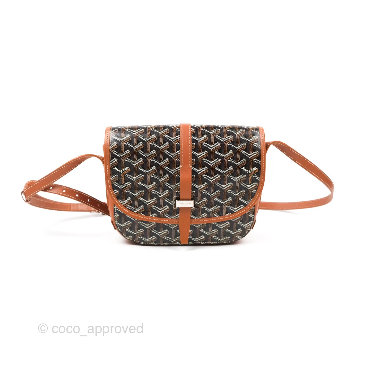 Goyard Belvedere II PM Messenger Bag Black Tan Goyardine