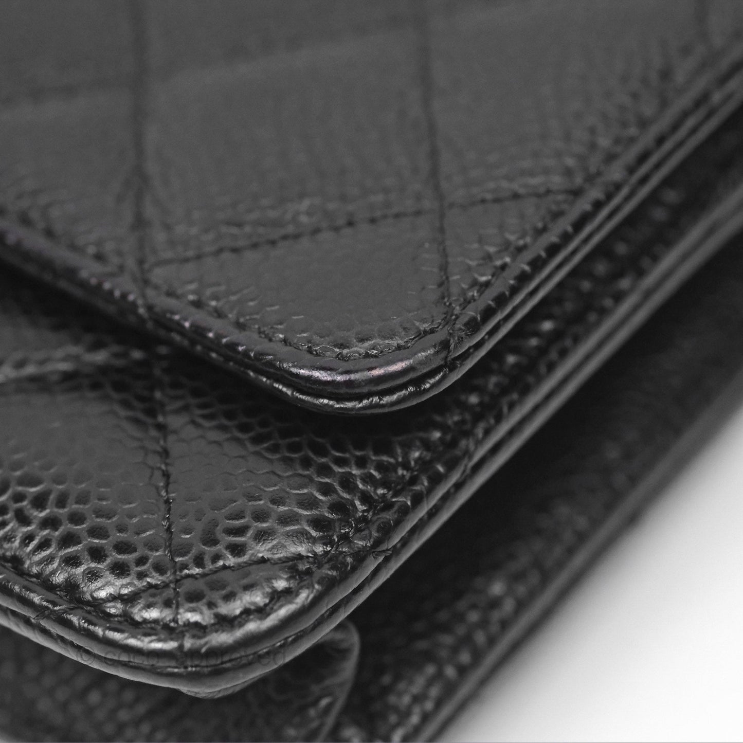Chanel Classic Wallet On Chain WOC Quilted Black Caviar Gold Hardware