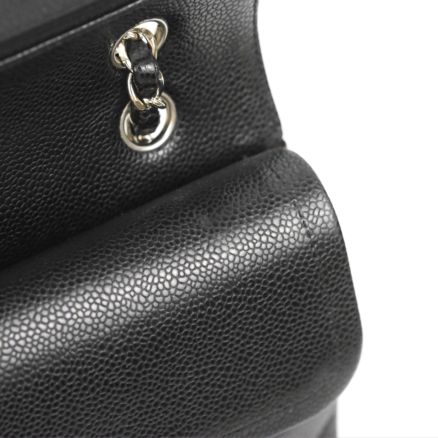 Chanel Classic M/L Medium Flap Quilted Black Caviar Silver Hardware