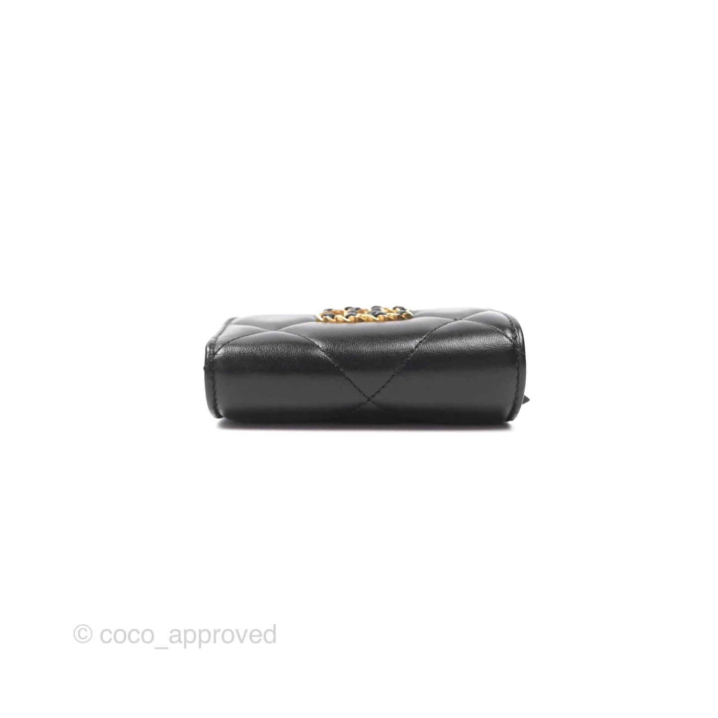 Chanel 19 Short Flap Wallet Black Lambskin