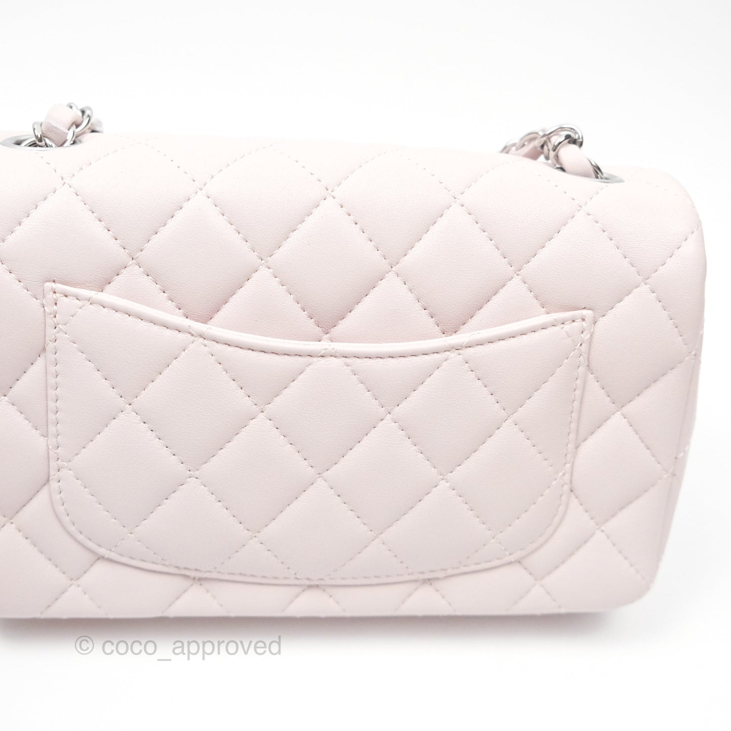 Chanel Quilted Mini Rectangular Pale Lilac Lambskin Silver Hardware