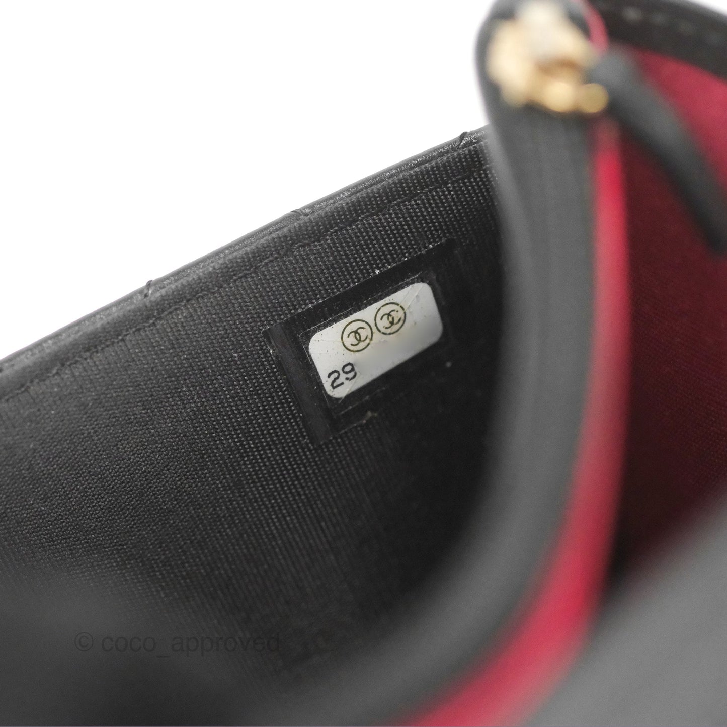 Chanel Logo Enchained Wallet On Chain WOC Black Calfskin Gold Hardware