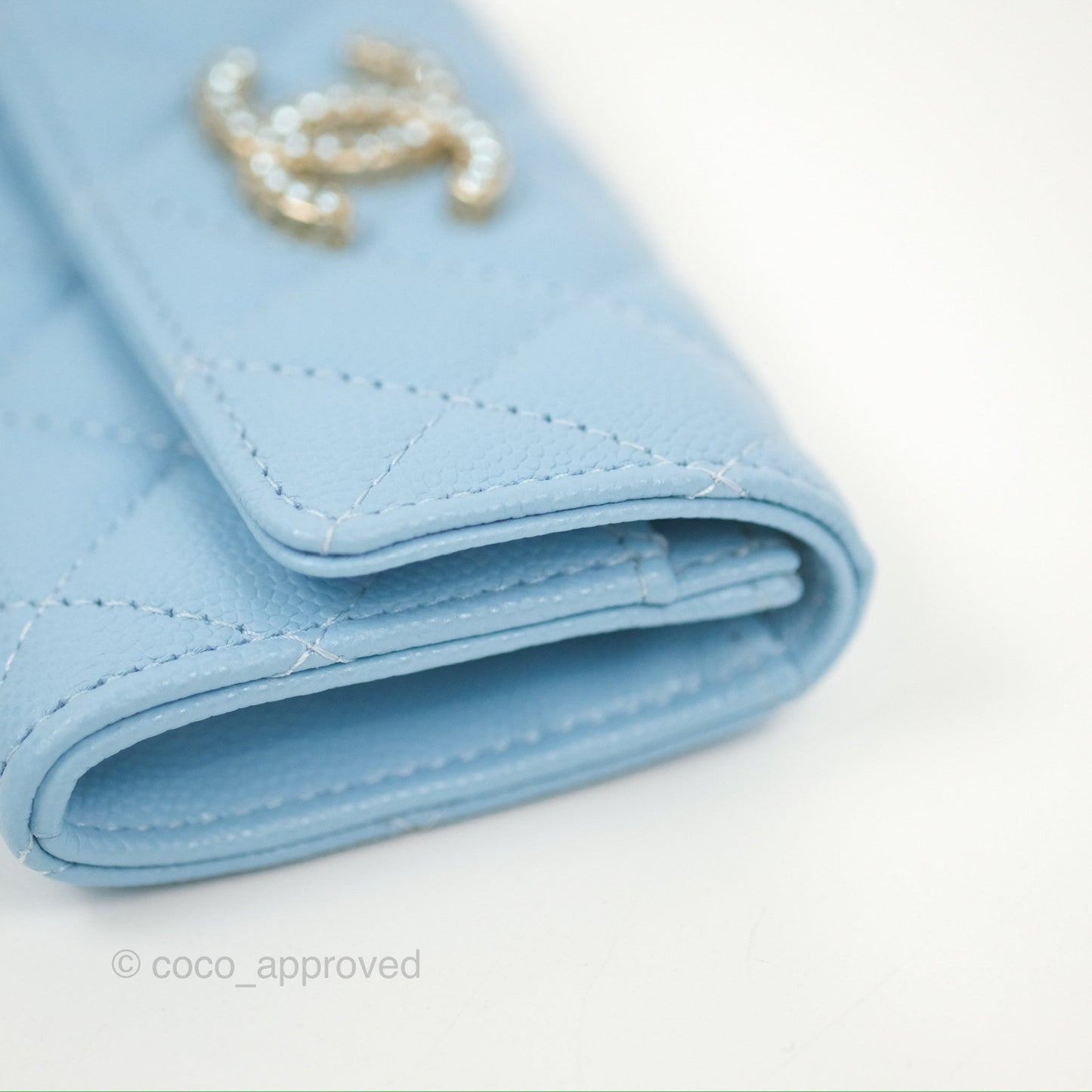 Chanel Crystal CC Quilted Flap Card Holder Blue Caviar