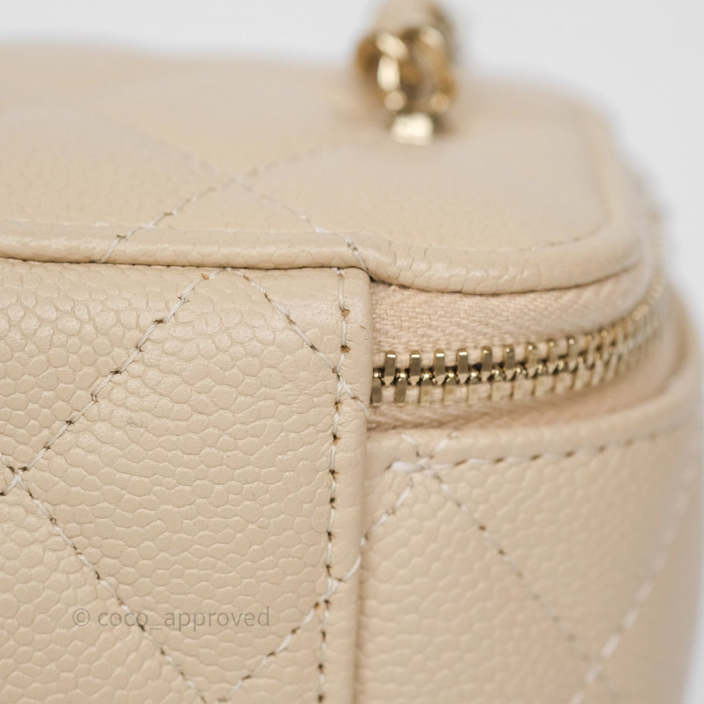 Chanel Mini Vanity With CC Chain Beige Caviar Gold Hardware