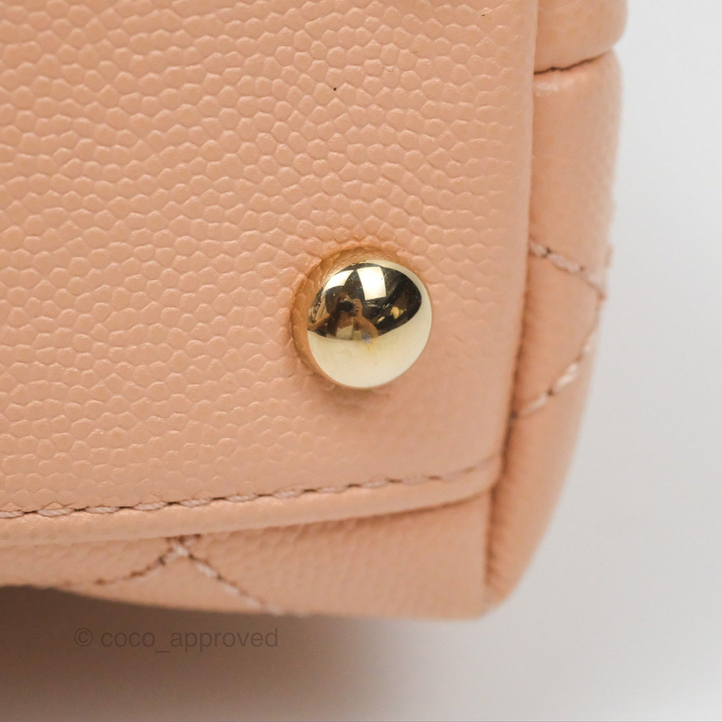 Chanel Quilted Mini Coco Handle Caviar Pink Beige Gold Hardware