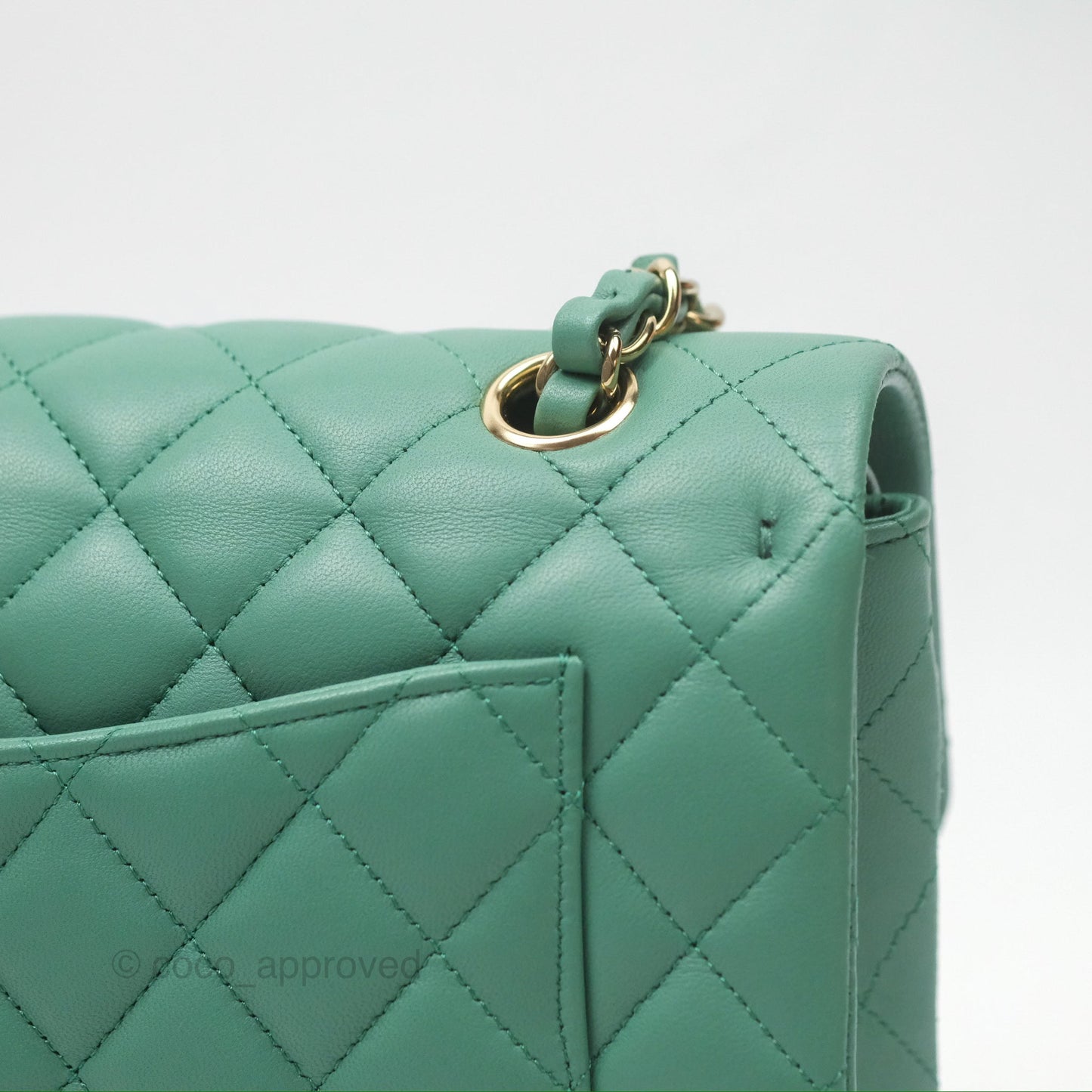 Chanel Small S/M Classic Flap Green Lambskin Gold Hardware