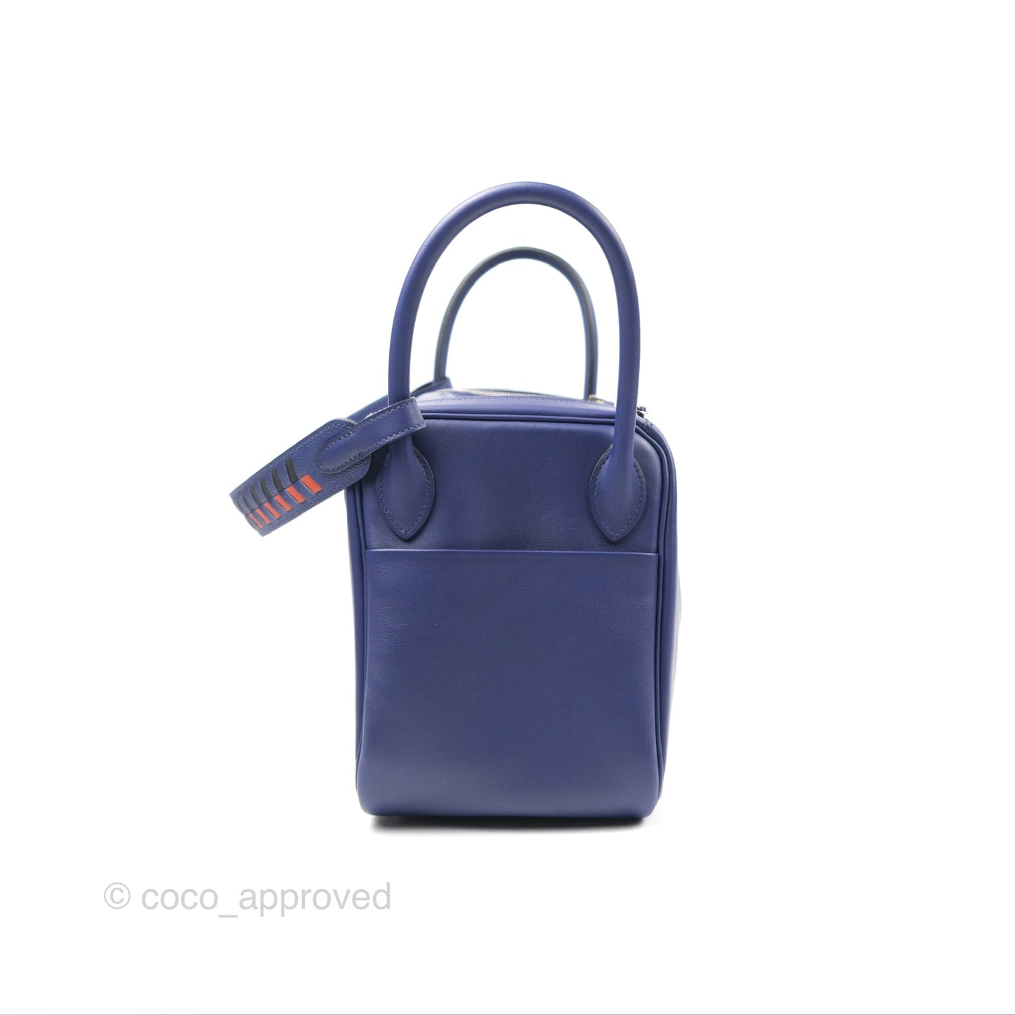 Hermès Lindy Tressage De Cuir 30 Bleu Encre/Brique/Black Swift Palladium Hardware