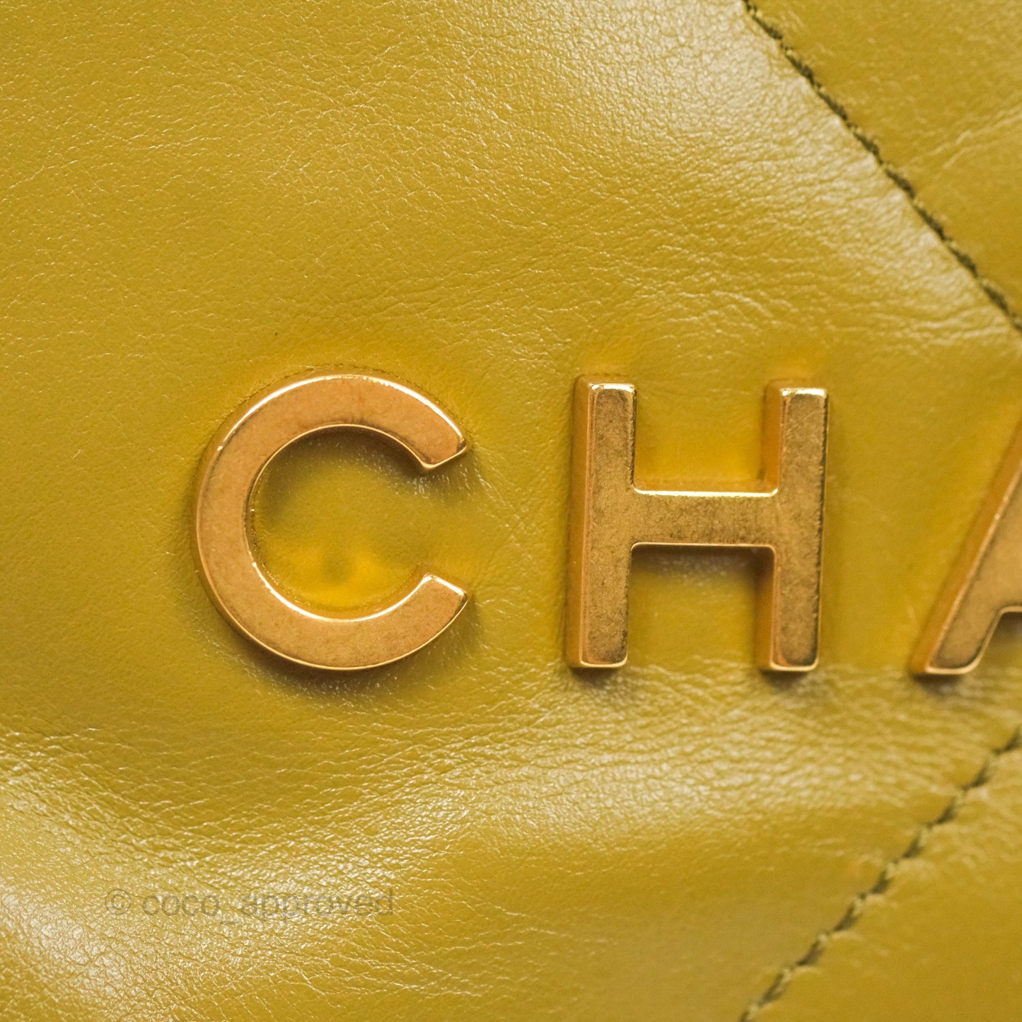 Chanel 22 Mini Bag Olive Shiny Crumpled Calfskin Aged Gold Hardware