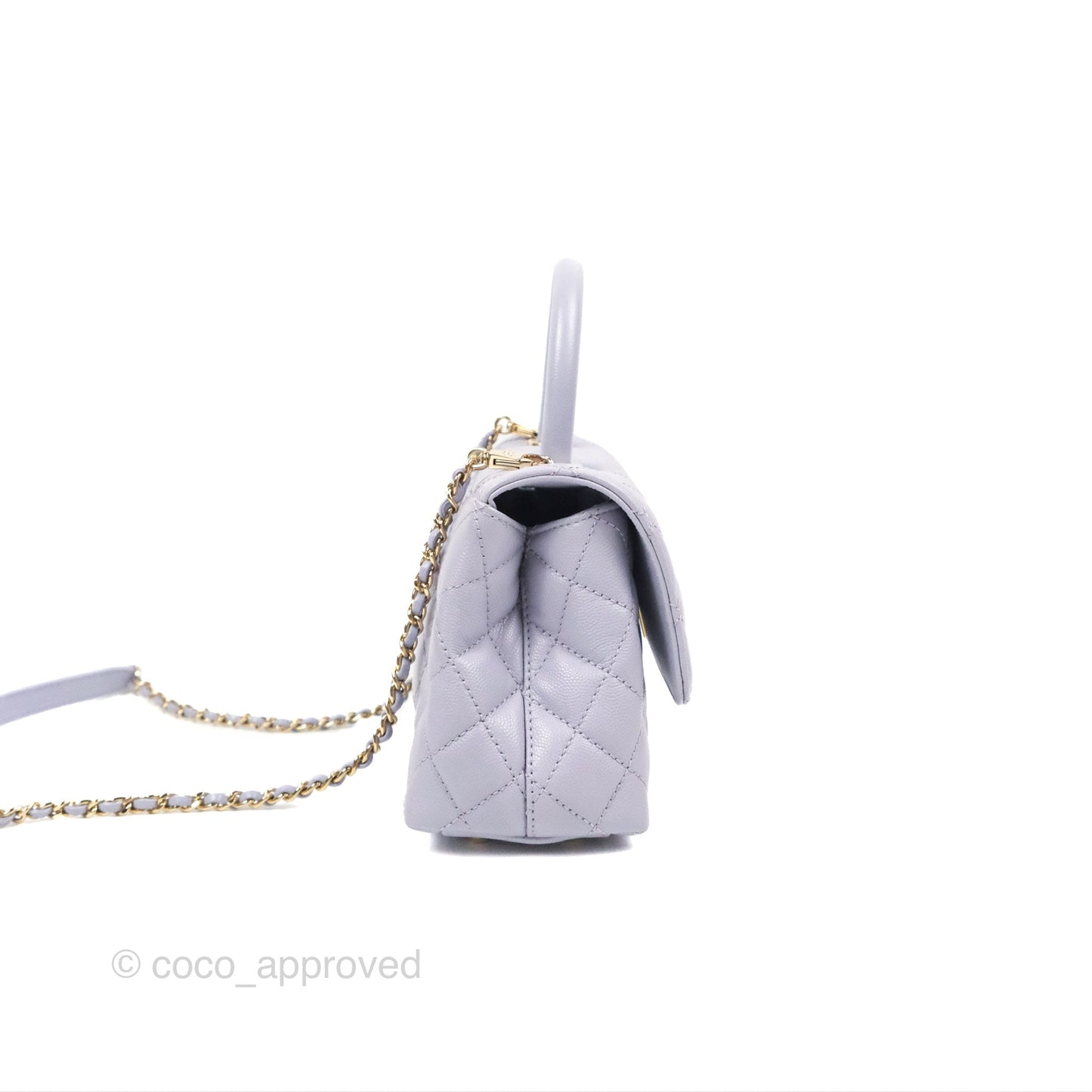 Chanel Small Coco Handle Quilted Lilac Caviar Gold Hardware