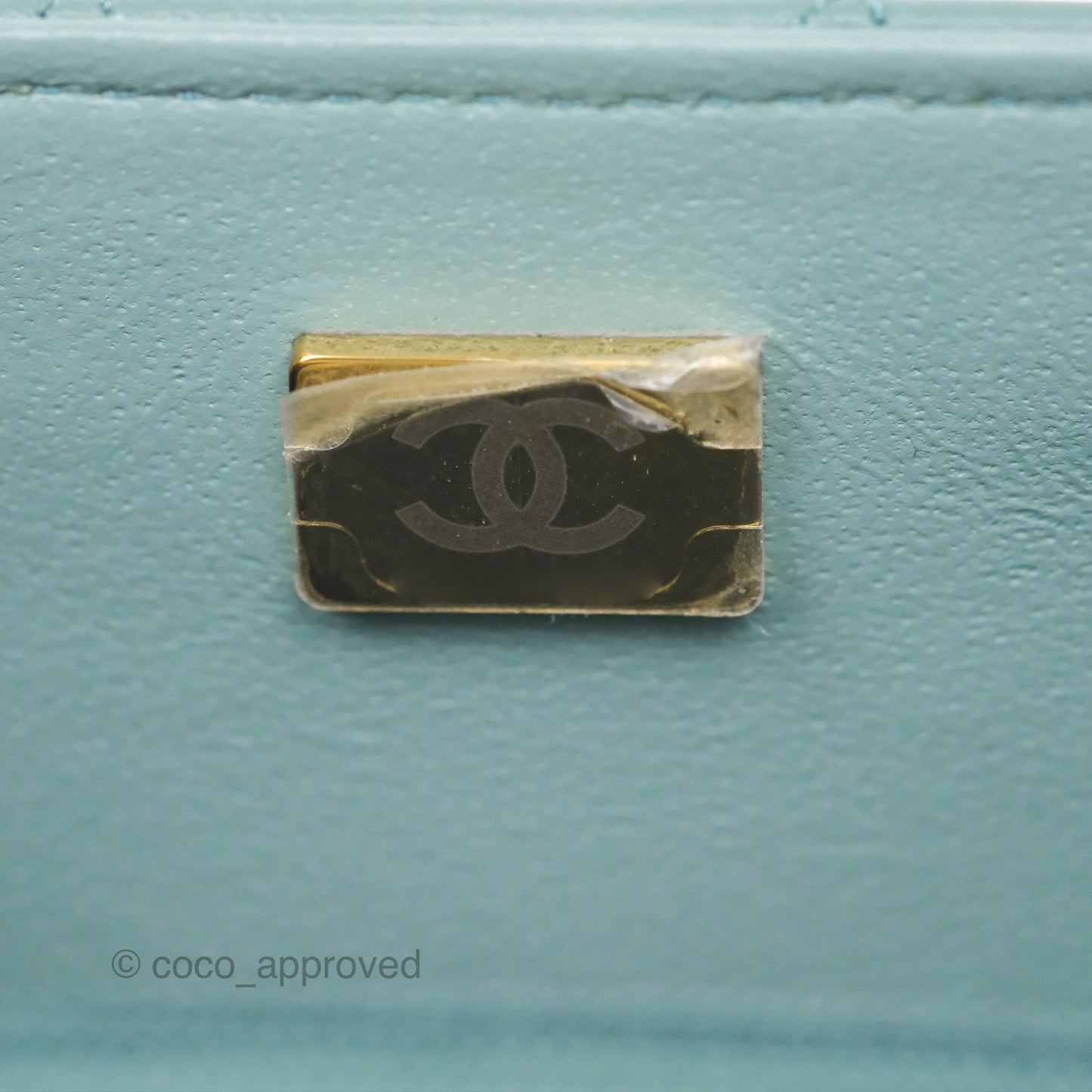 Chanel Quilted Mini Rectangular Flap Turquoise Blue Lambskin Gold Hardware