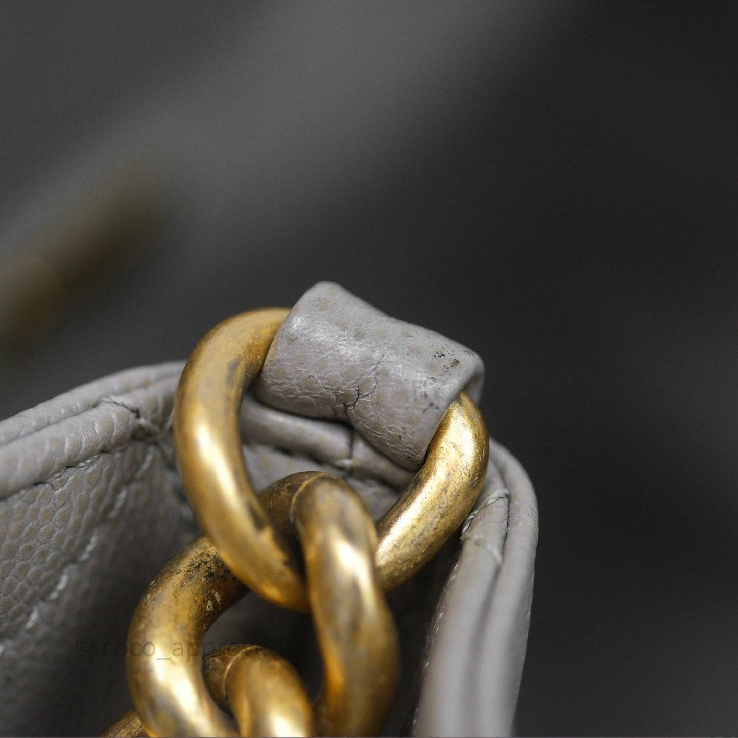 Chanel Drawstring Bucket Bag Grey Grained Calfskin Aged Gold Hardware