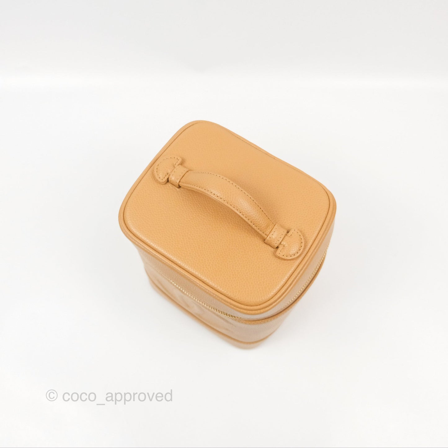 Chanel Vintage Vanity Case Beige Caviar Gold Hardware