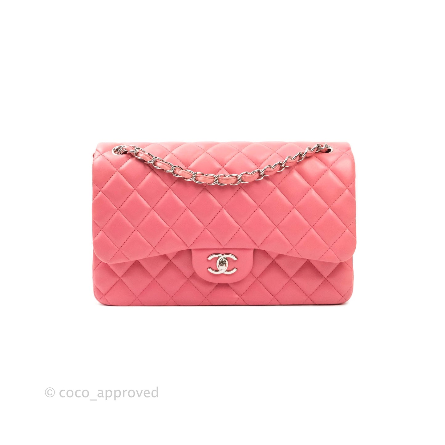 Chanel Jumbo Double Flap Pink Lambskin Silver Hardware⁣⁣
