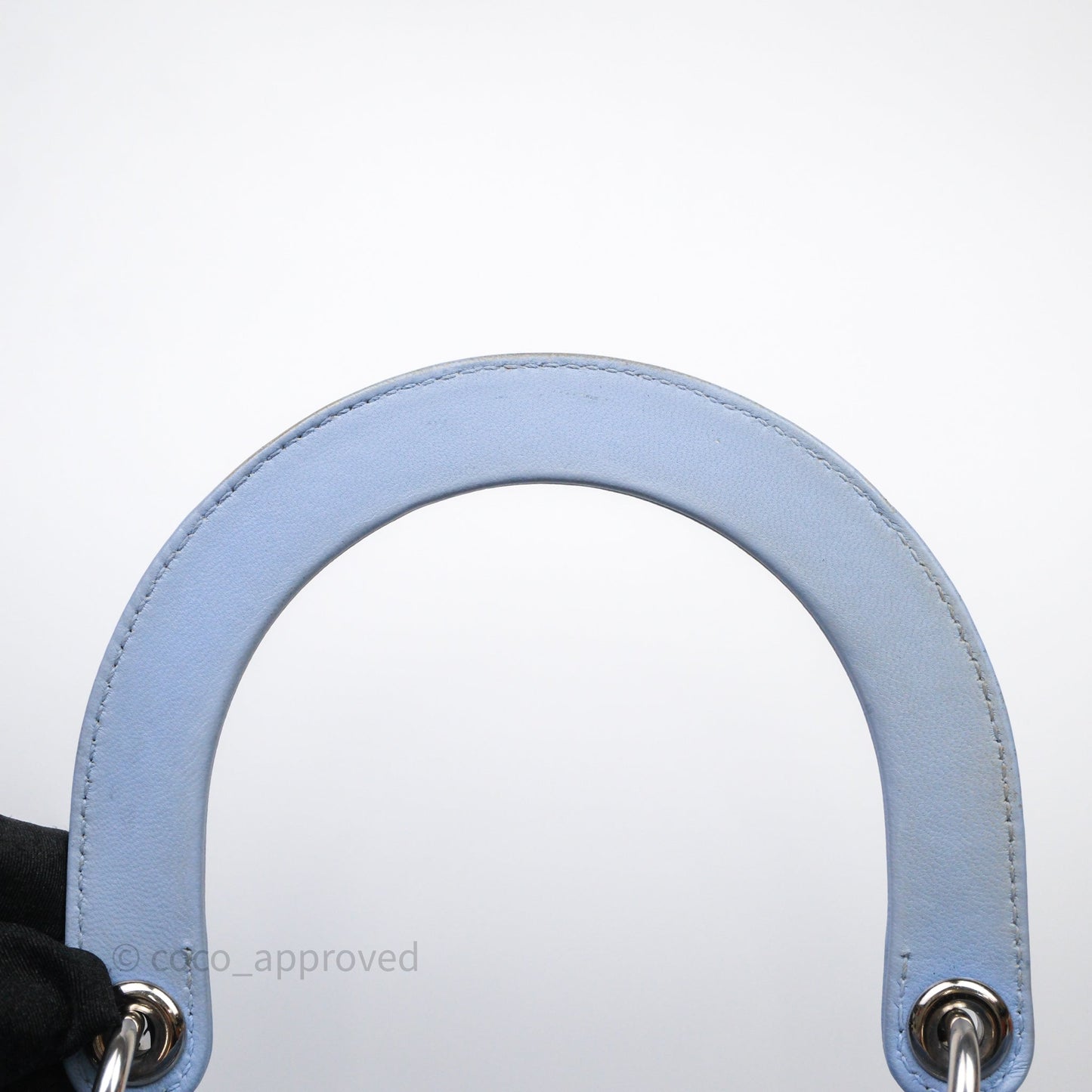 Christian Dior Large Lady Dior Cannage Blue Lambskin Silver Hardware