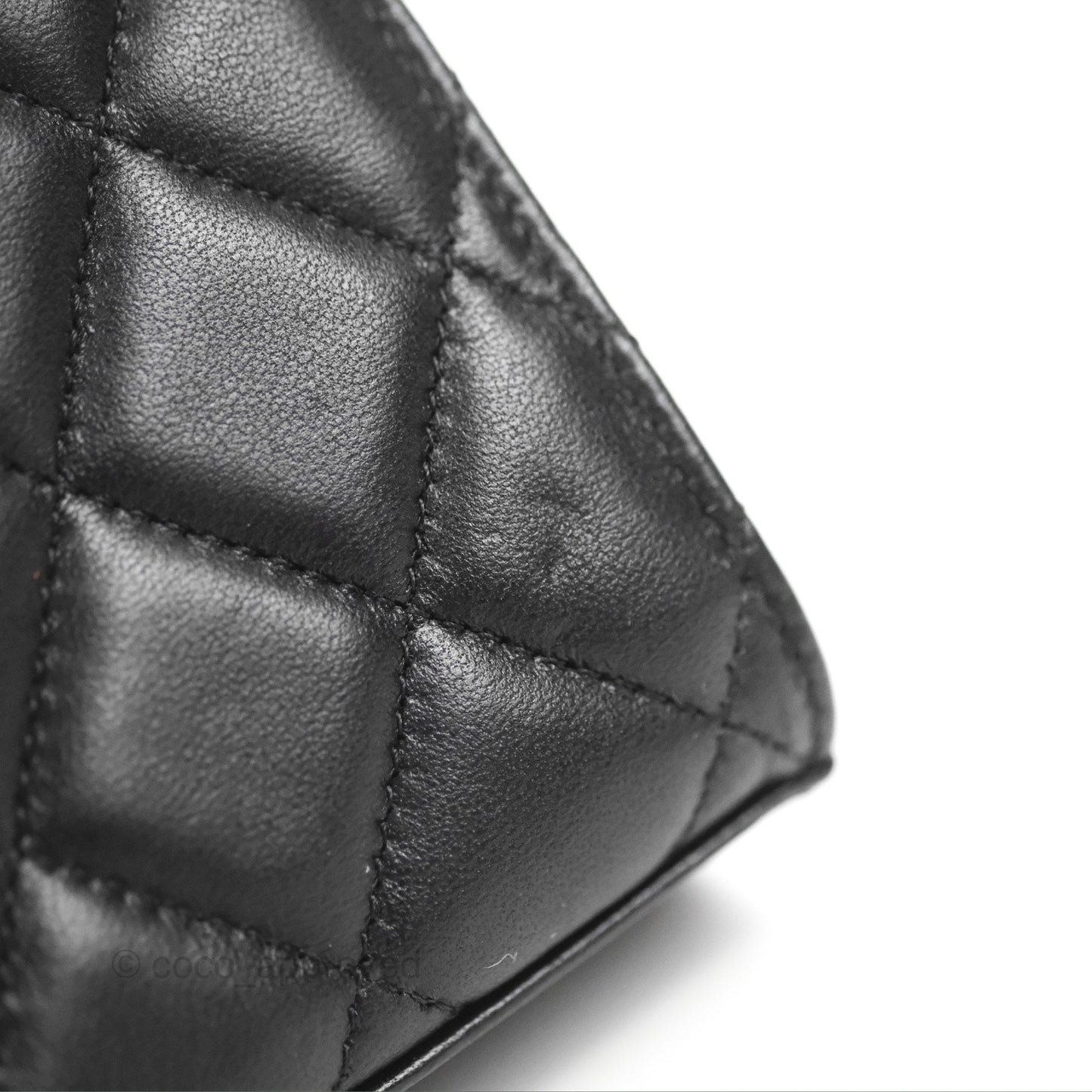 Chanel Mini Handle Clutch With Chain Black Lambskin Gold Hardware