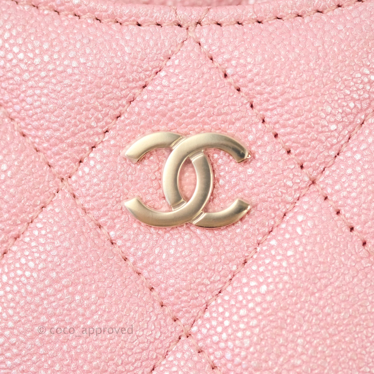 Chanel Classic Flat Iridescent Pink Caviar Wallet Pouch Gold Hardware 19S