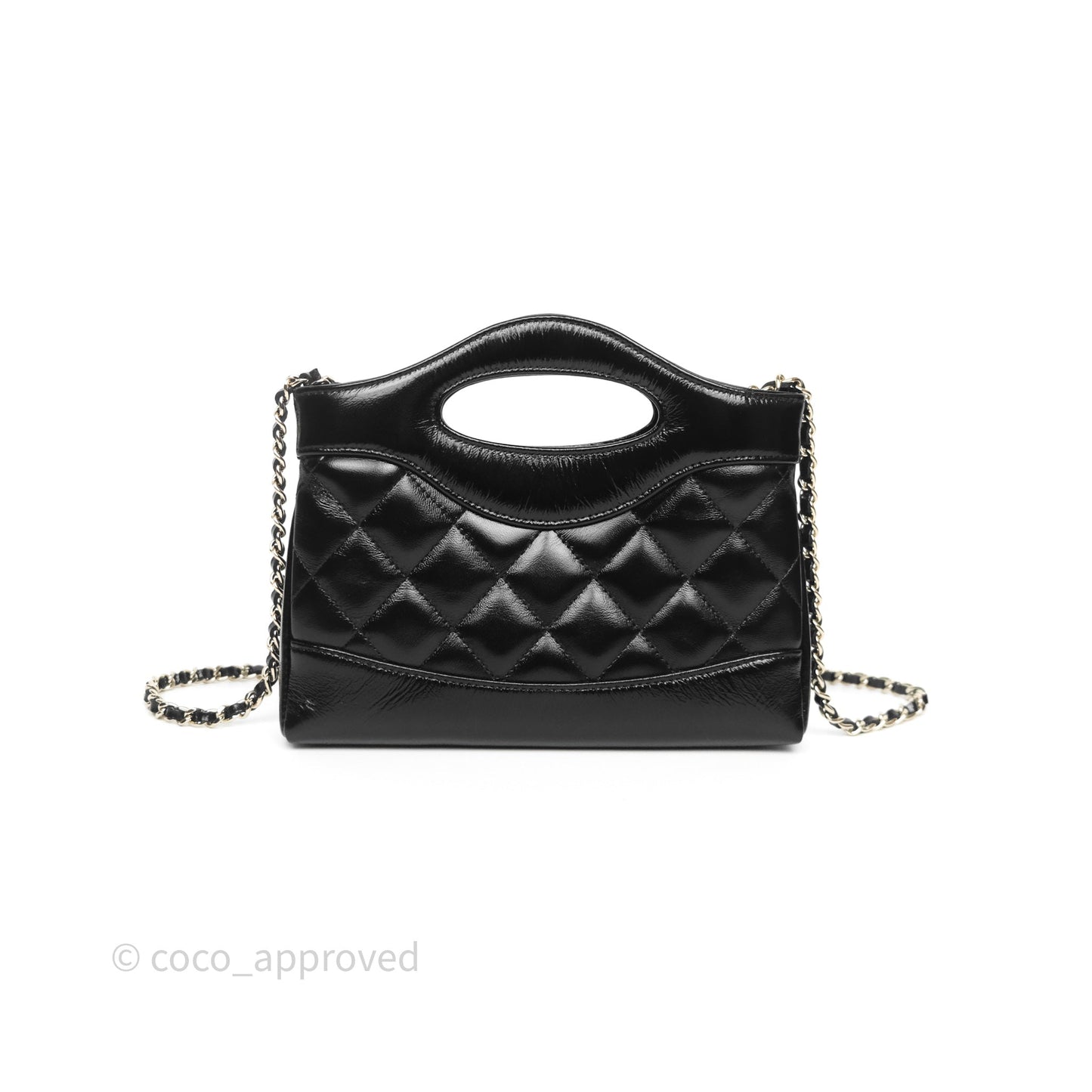 Chanel Nano 31 Black Shiny Lambskin Gold Hardware