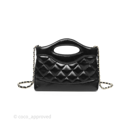 Chanel Nano 31 Black Shiny Lambskin Gold Hardware