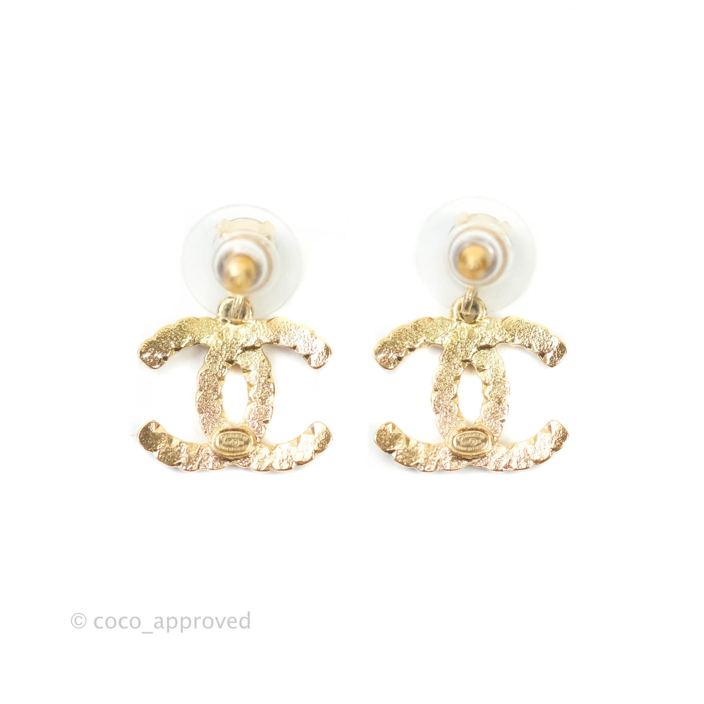 Chanel CC Crystal Drop Earrings Gold Tone 20K