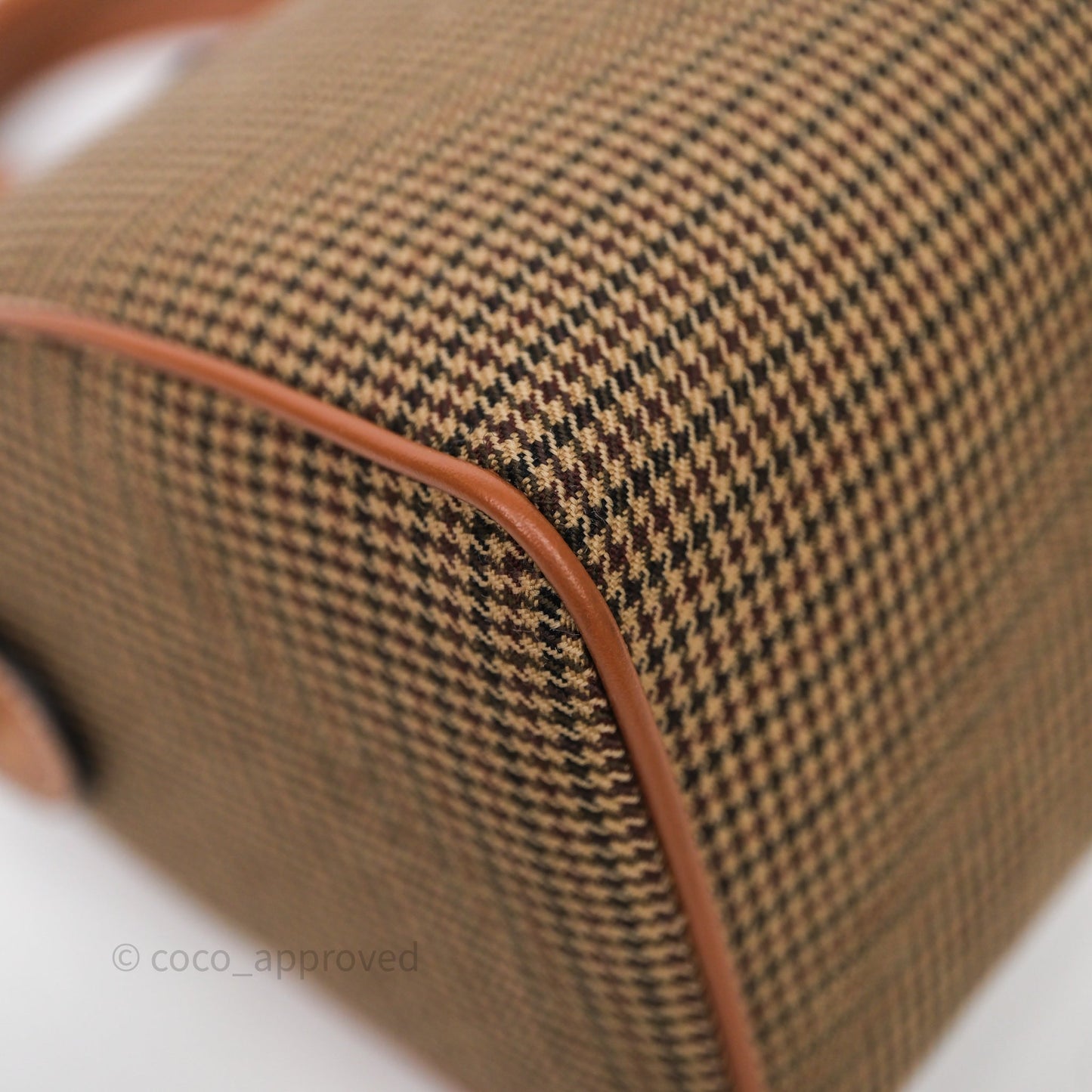 Celine Small Brown Houndstooth Boston Cuir Triomphe Tan Smooth Calfskin Bag