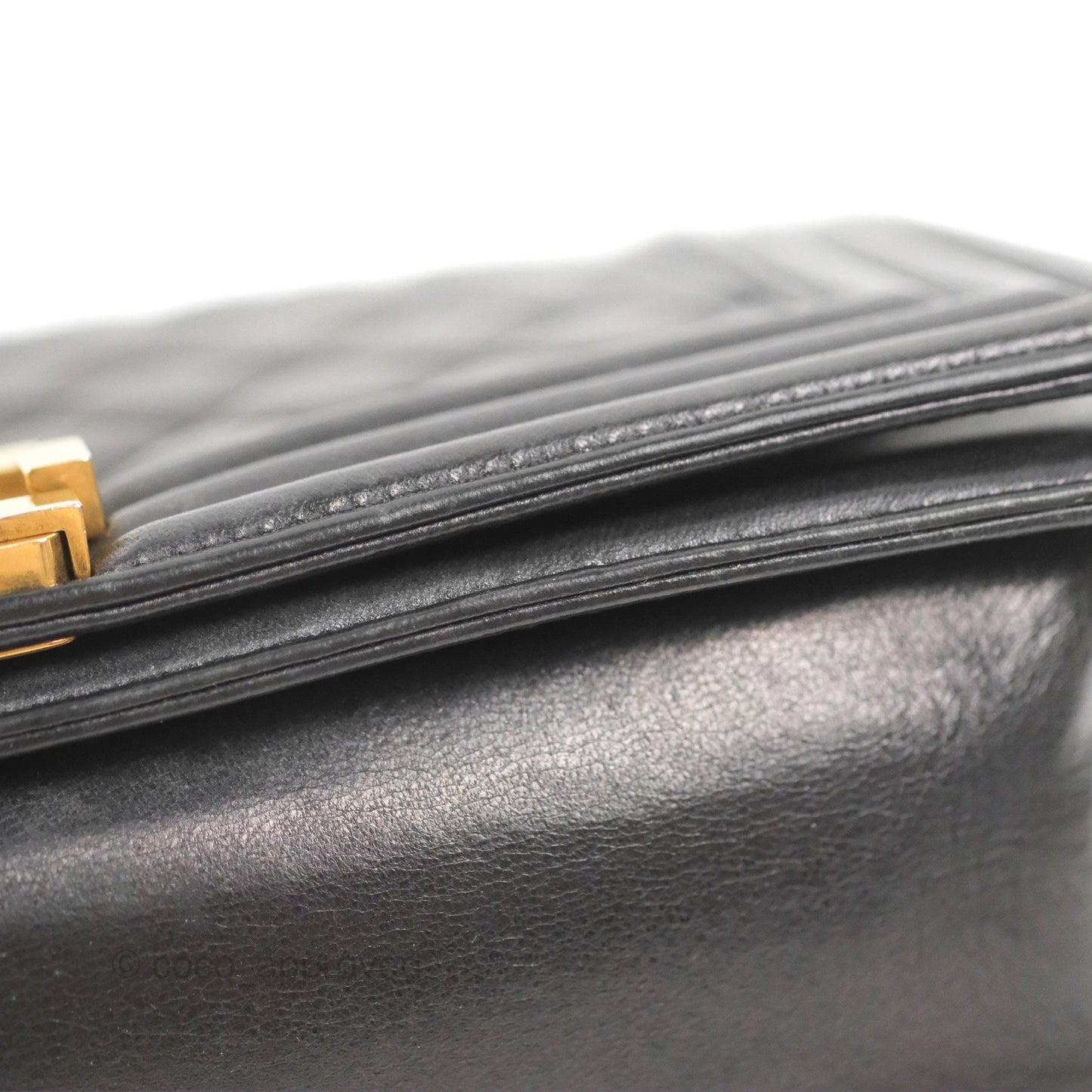 Chanel Quilted Medium Boy Black Lambskin Aged Gold Hardware