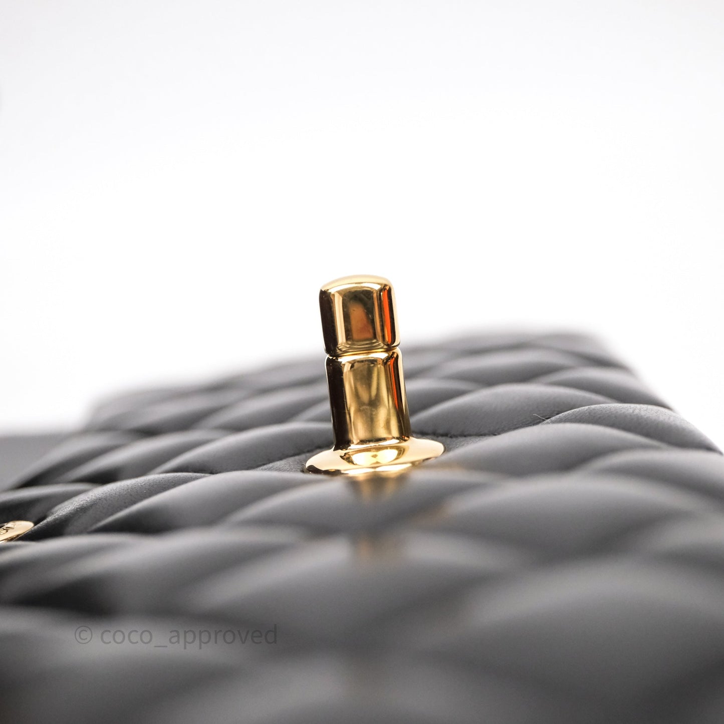 Chanel Classic M/L Medium Flap Quilted Black Lambskin Gold Hardware