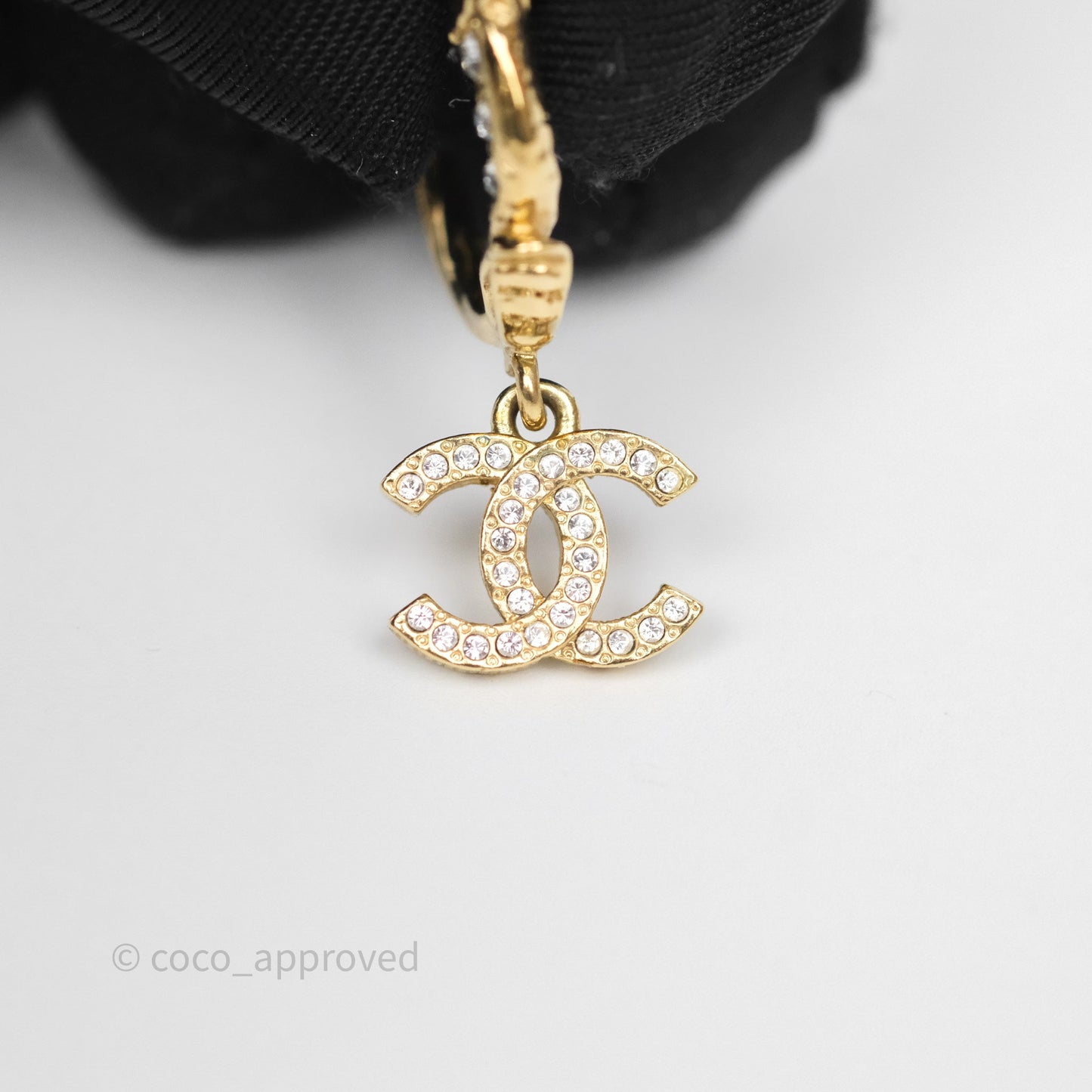 Chanel CC Crystal Hoop Earrings Gold Tone 23V