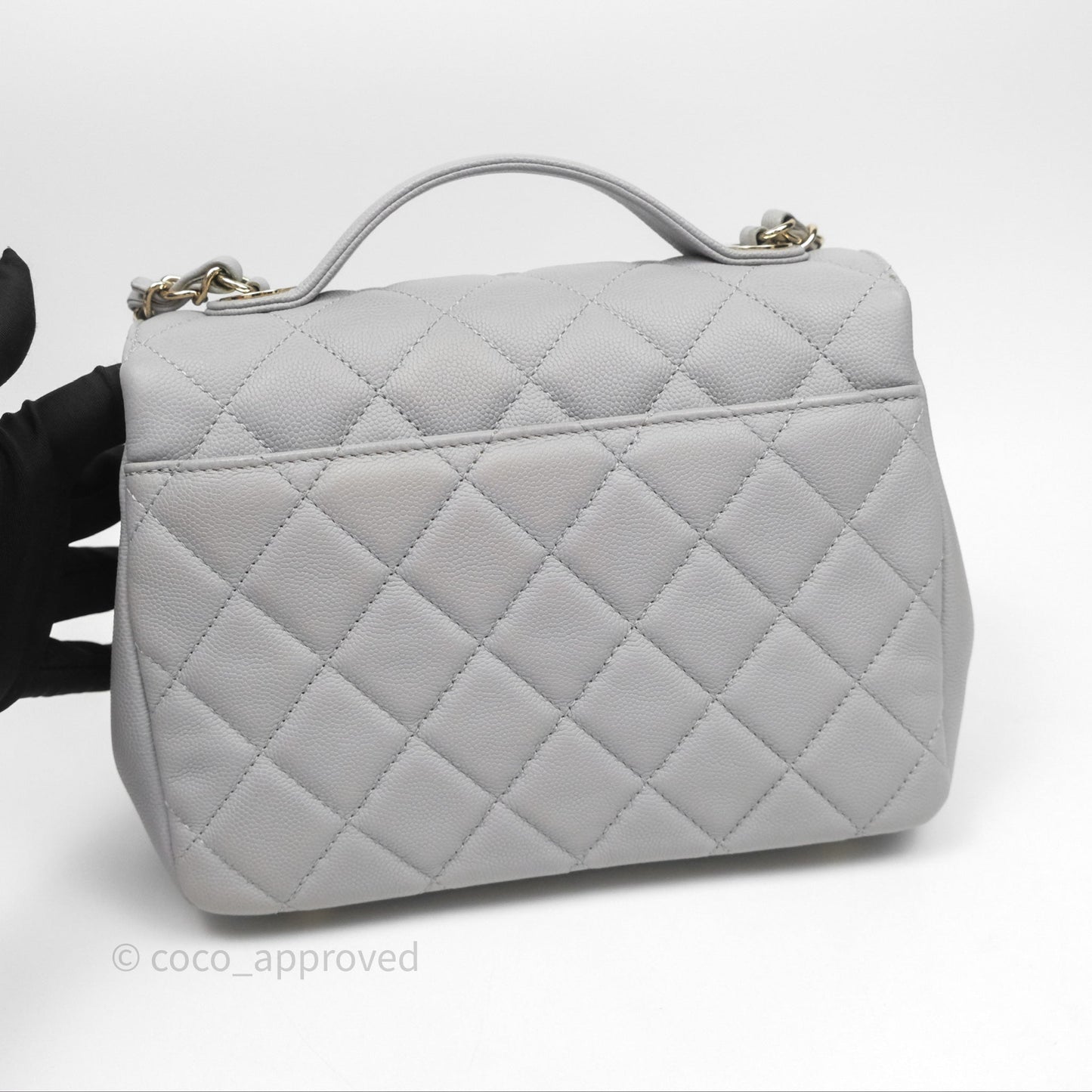 Chanel Quilted Medium Business Affinity Flap Grey Caviar Gold Hardware