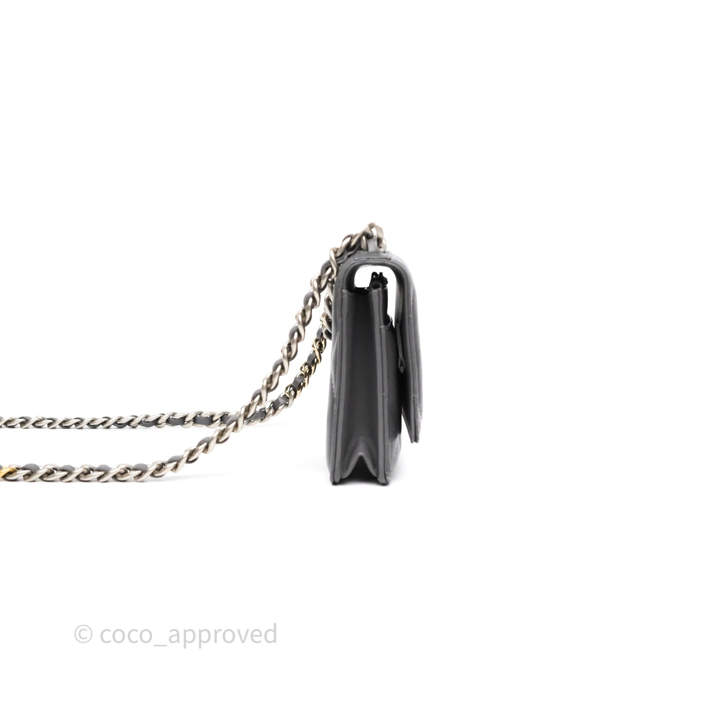 Chanel 19 Wallet on Chain WOC Grey Lambskin Mixed Hardware