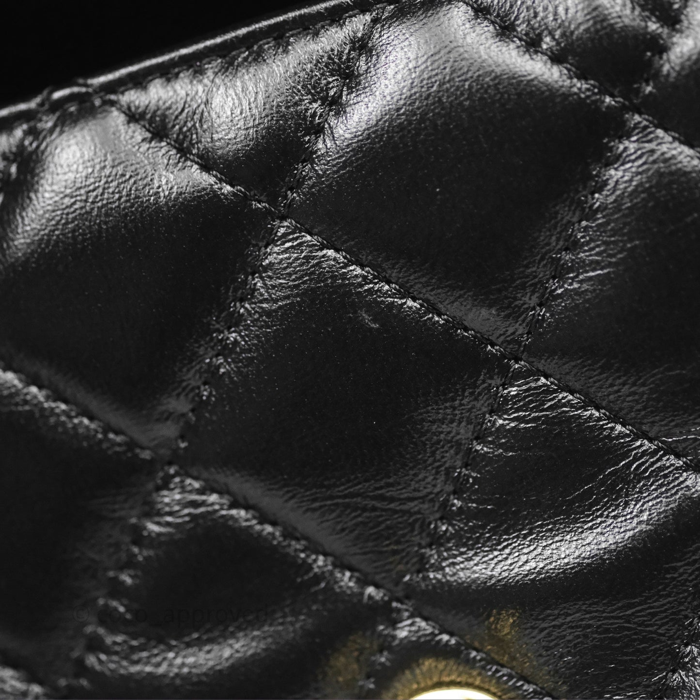 Chanel Top Handle Flap Bag Black Shiny Lambskin Gold Hardware 23S