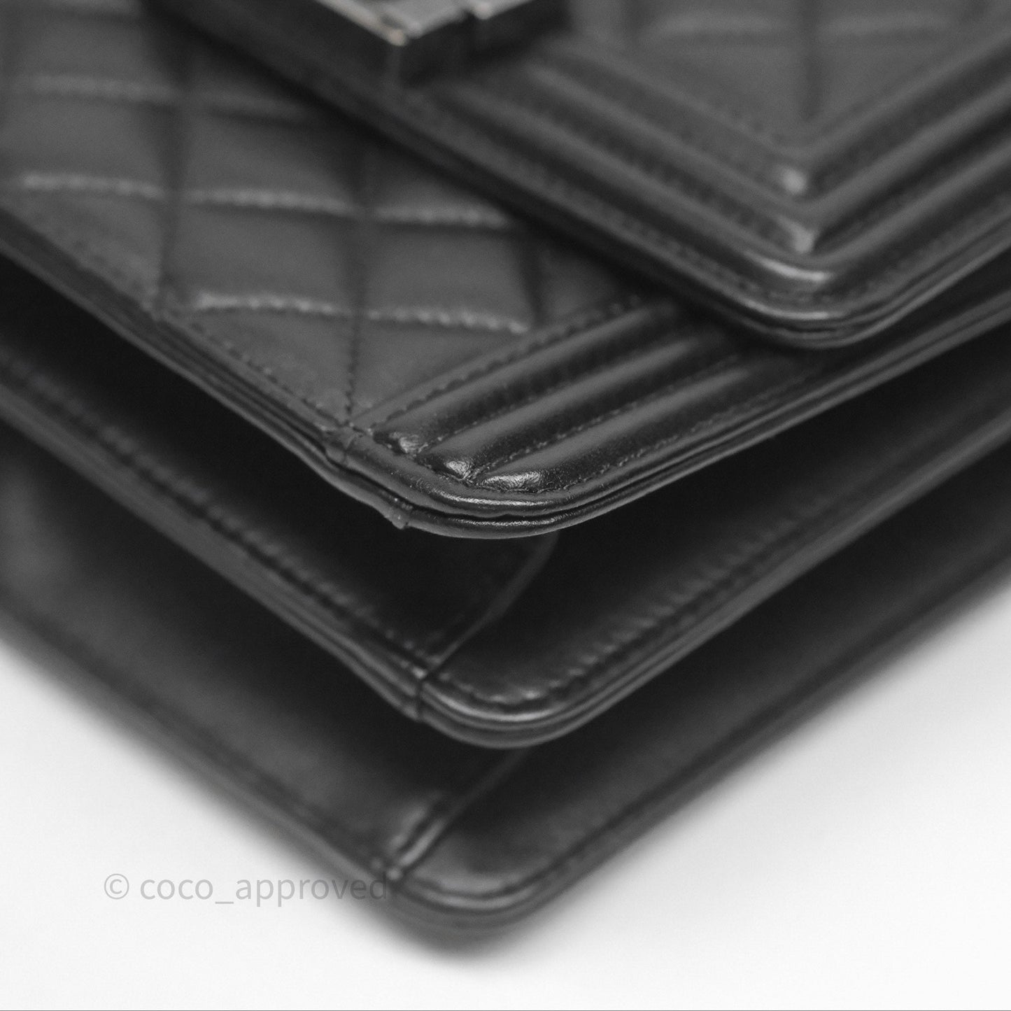 Chanel Quilted North South Boy Flap Black Calfskin Ruthenium Hardware