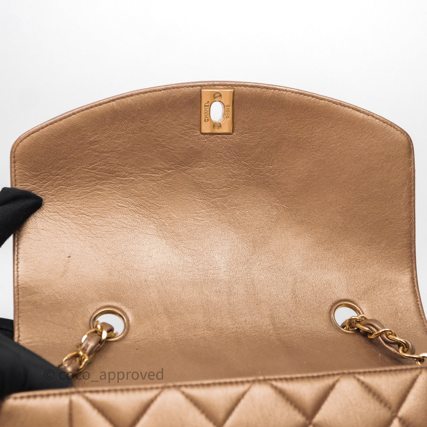 Chanel Vintage Small Quilted Classic Diana Flap Bag Gold Lambskin 24K Gold Hardware