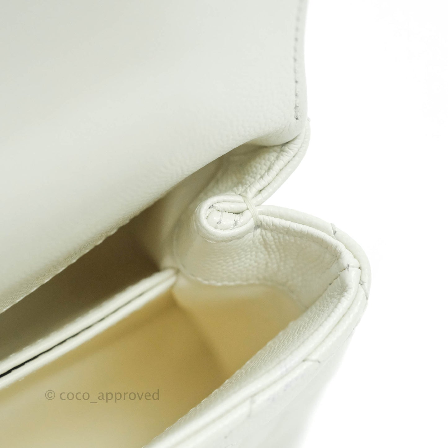 Chanel Extra Mini Coco Handle Quilted White Caviar Gold Hardware