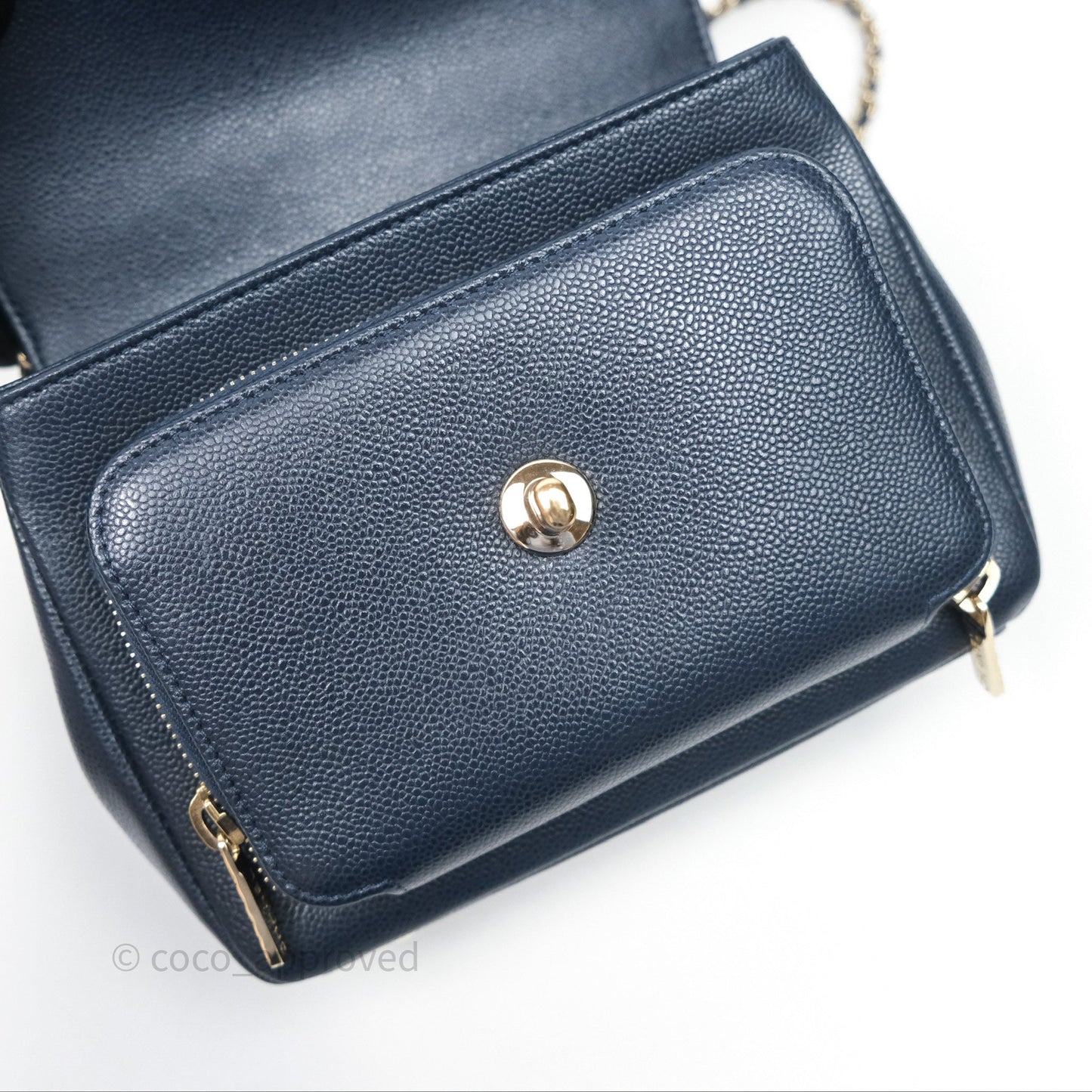 Chanel Quilted Small Business Affinity Flap Navy Caviar Gold Hardware
