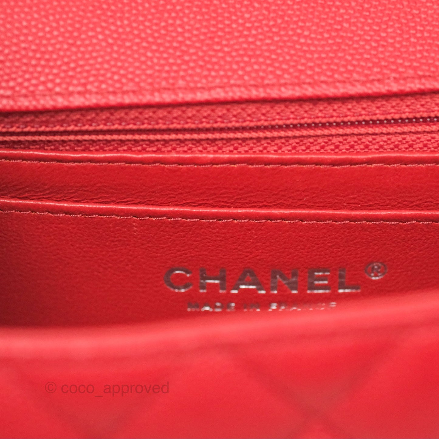 Chanel Quilted Mini Rectangular Red Caviar Silver Hardware