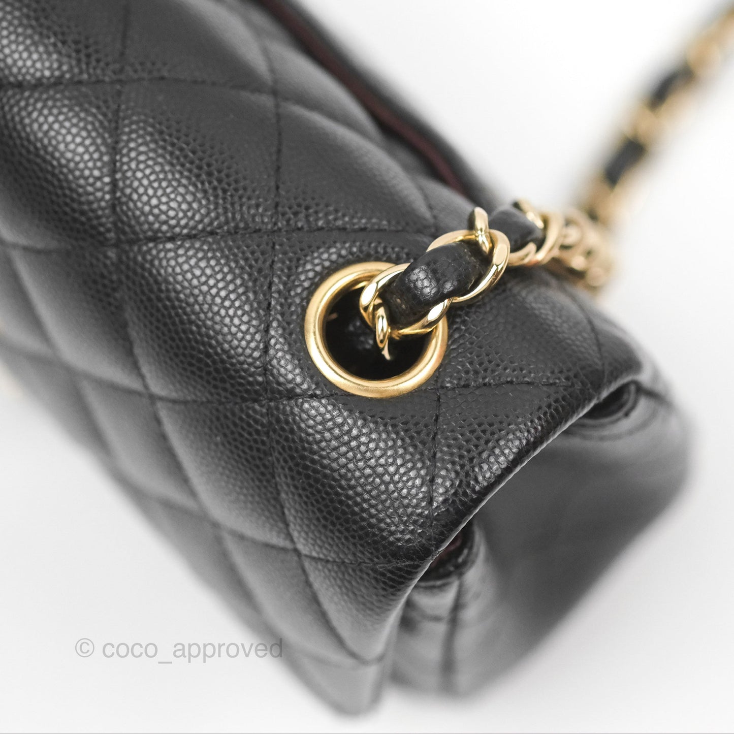 Chanel Quilted Mini Rectangular Black Caviar Gold Hardware 17B