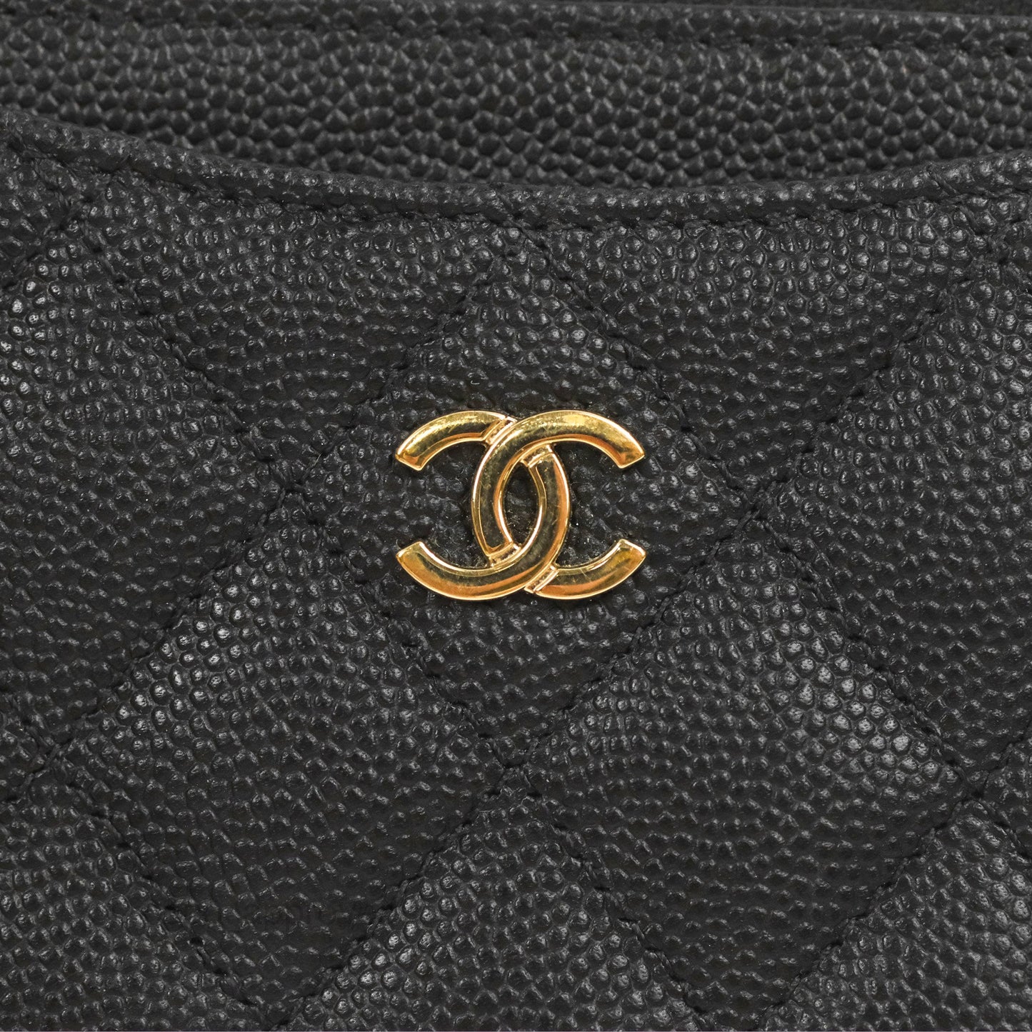 Chanel Quilted CC Zipped Card Holder Black Caviar Gold Hardware