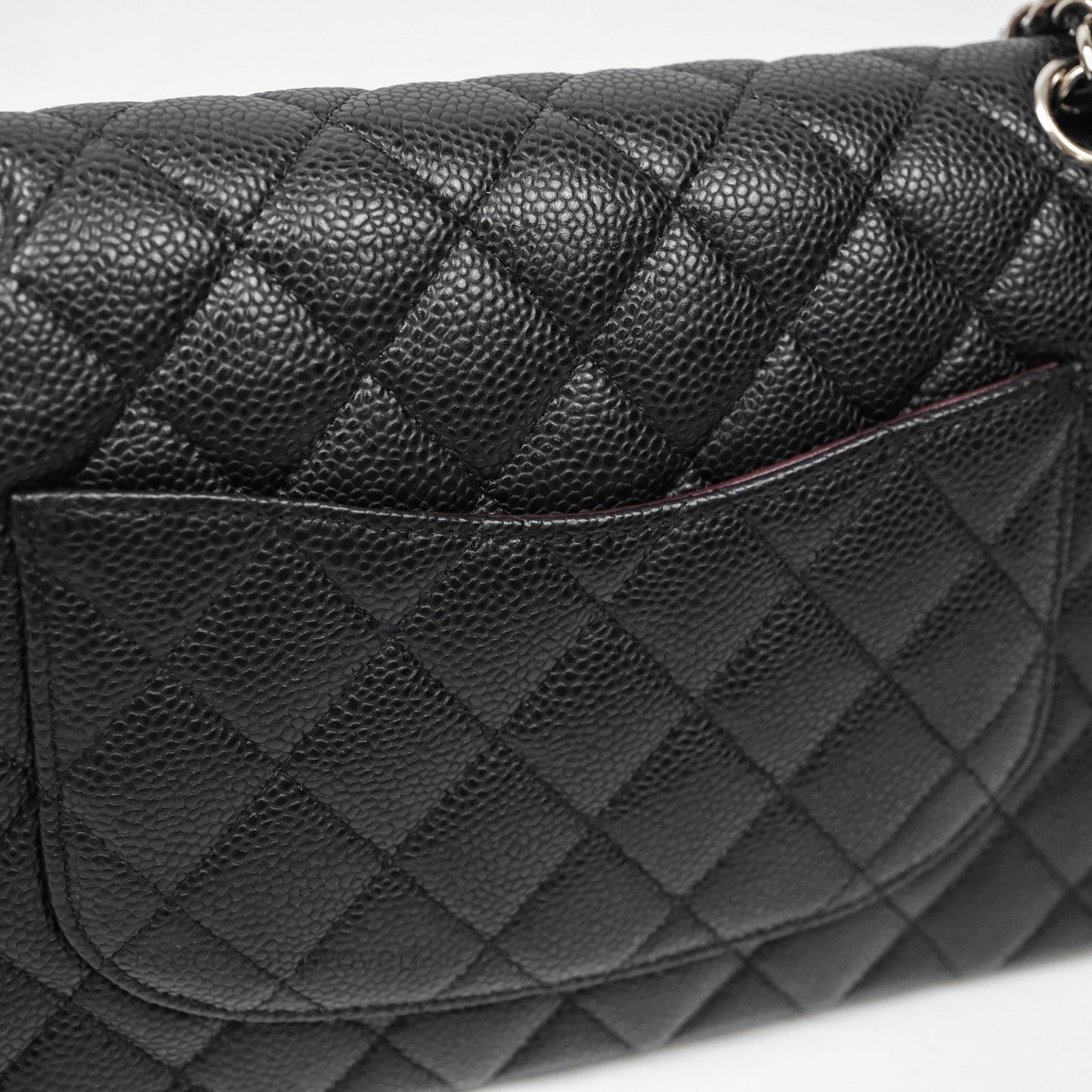 Chanel Classic M/L Medium Flap Quilted Black Caviar Silver Hardware
