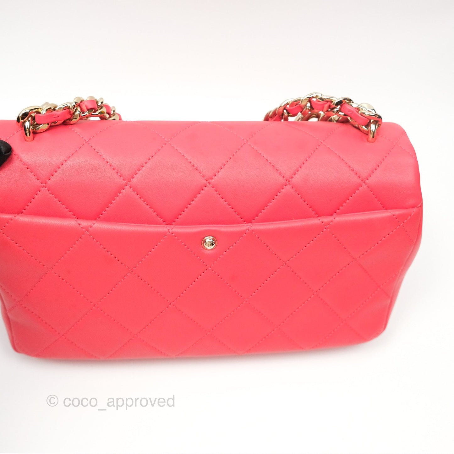 Chanel Quilted Resin Bi-Color Chain Flap Bag Dark Pink Lambskin