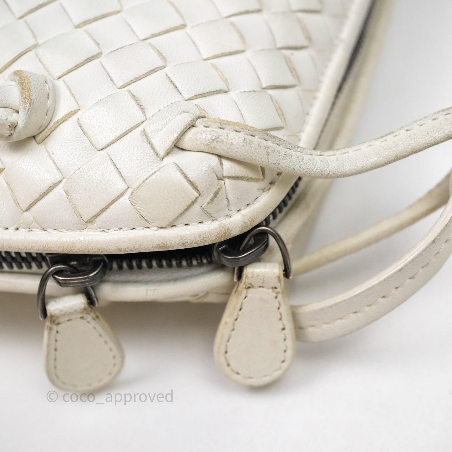 Bottega Veneta Nodini Crossbody Bag White Nappa Intrecciato