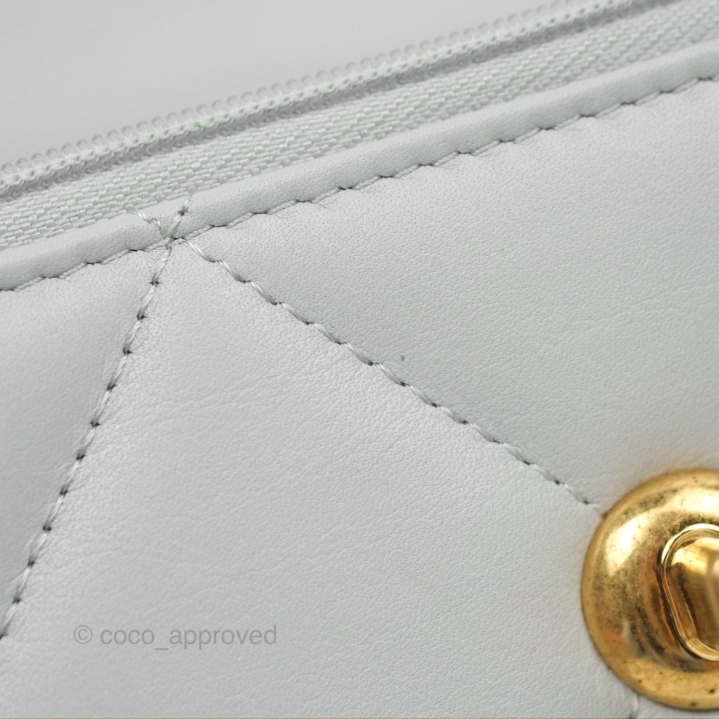 Chanel Crystal CC Mini Cutch with Chain Grey Lambskin Gold Hardware