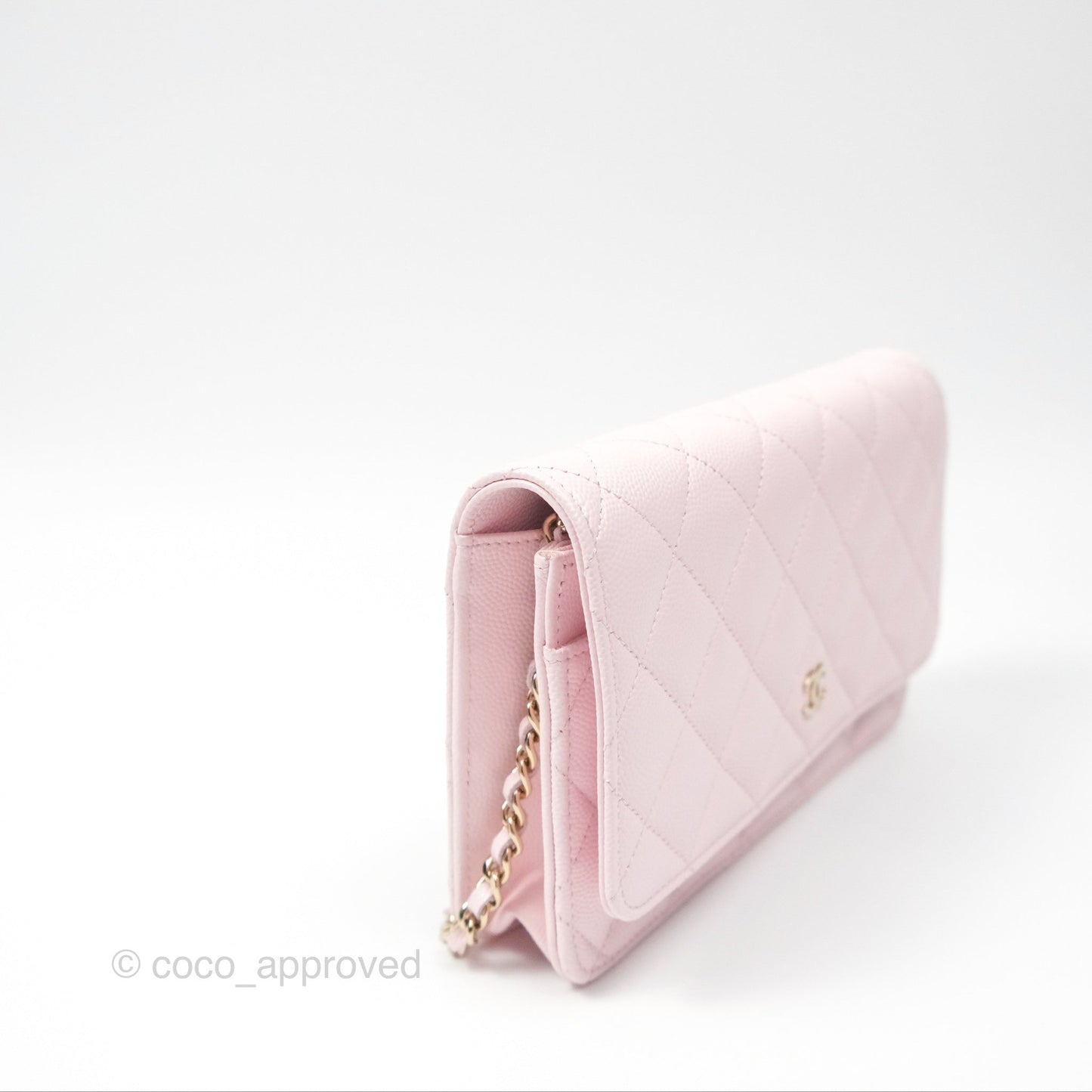 Chanel Classic Quilted Wallet On Chain WOC Sakura Pink Caviar Gold Hardware