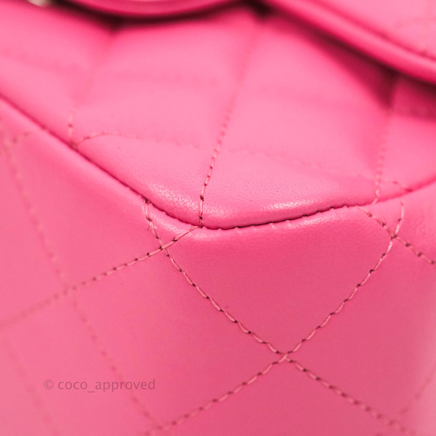 Chanel Classic Quilted Mini Square Flap Pink Lambskin Silver Hardware 19C