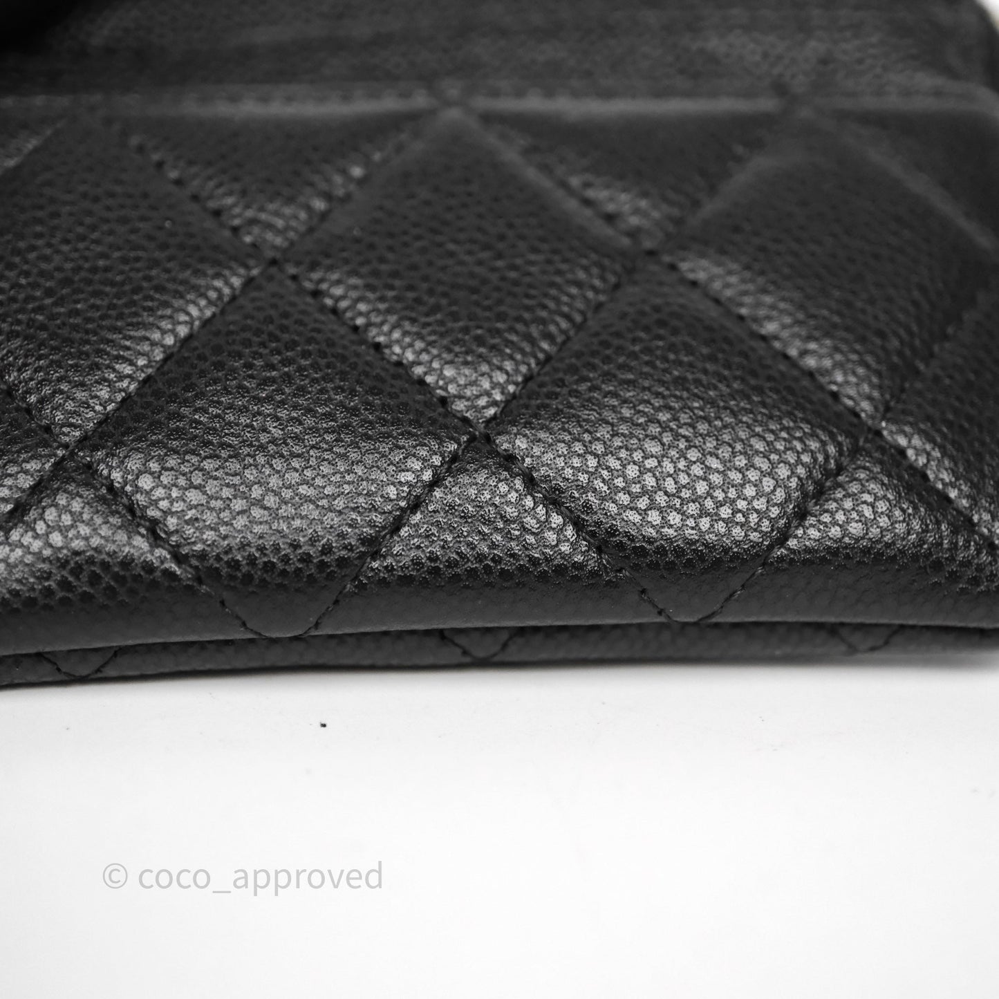 Chanel Quilted Classic Zip Card Holder Wallet Black Caviar Gold Hardware