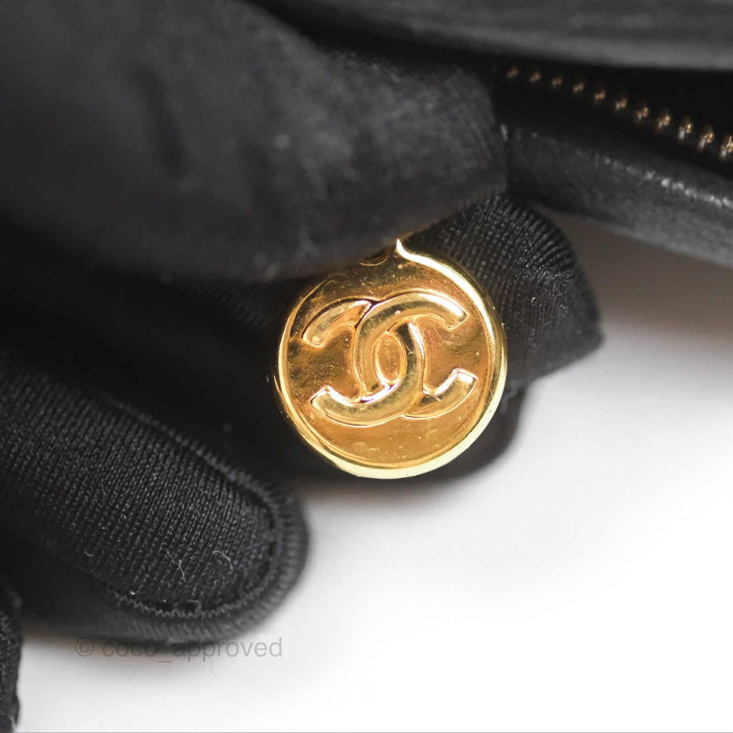 Chanel Vintage White CC Camera Bag Black Lambskin Gold Hardware