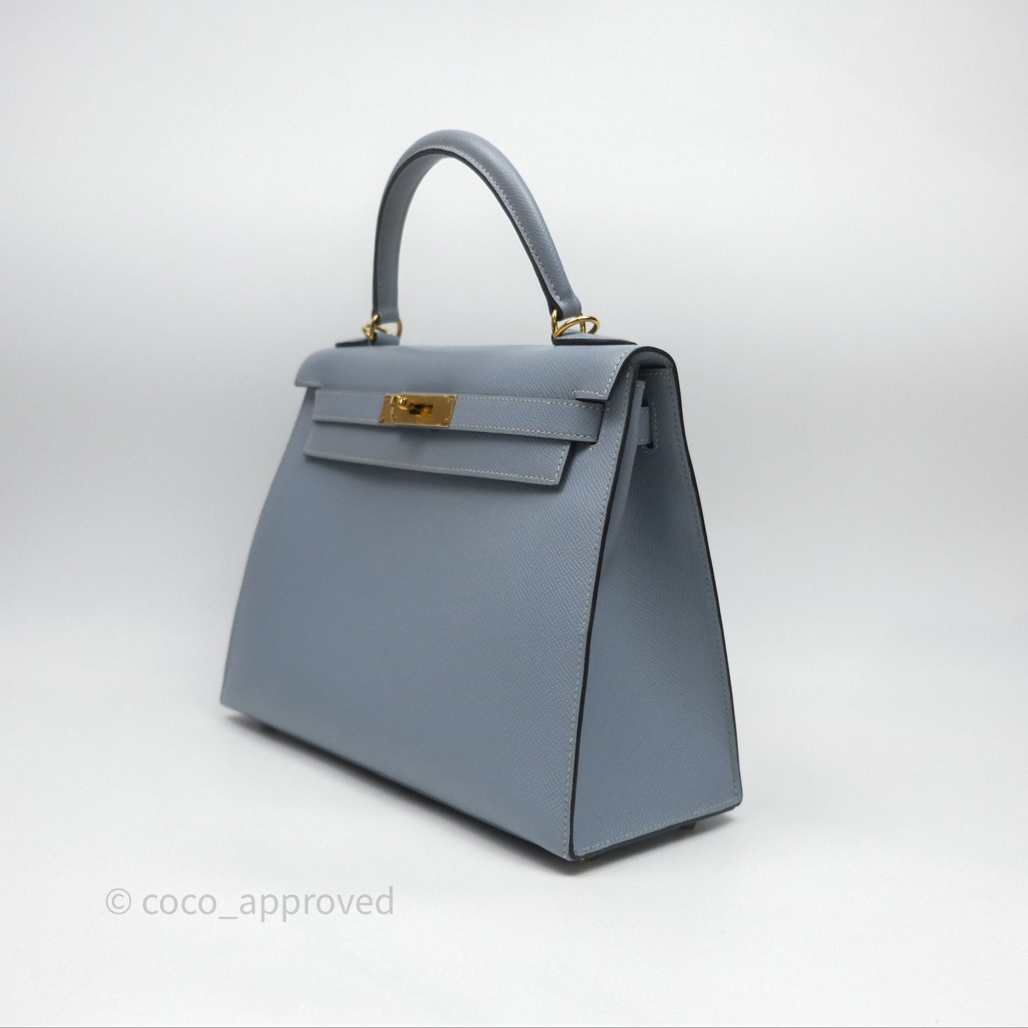 Hermès Kelly II 28 Sellier Bleu Lin J7 Epsom Gold Hardware