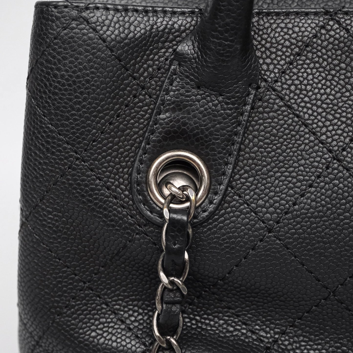 Chanel Quilted Shopping Tote Black Caviar Ruthenium Hardware