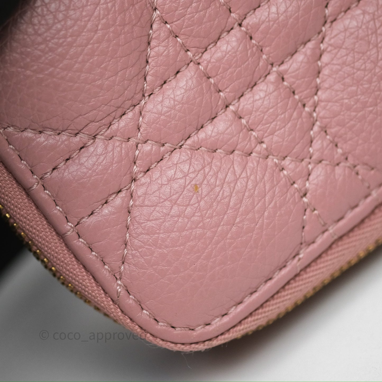 Christian Dior Medium Caro Scarlet Zipped Wallet Pink Cannage Calfskin